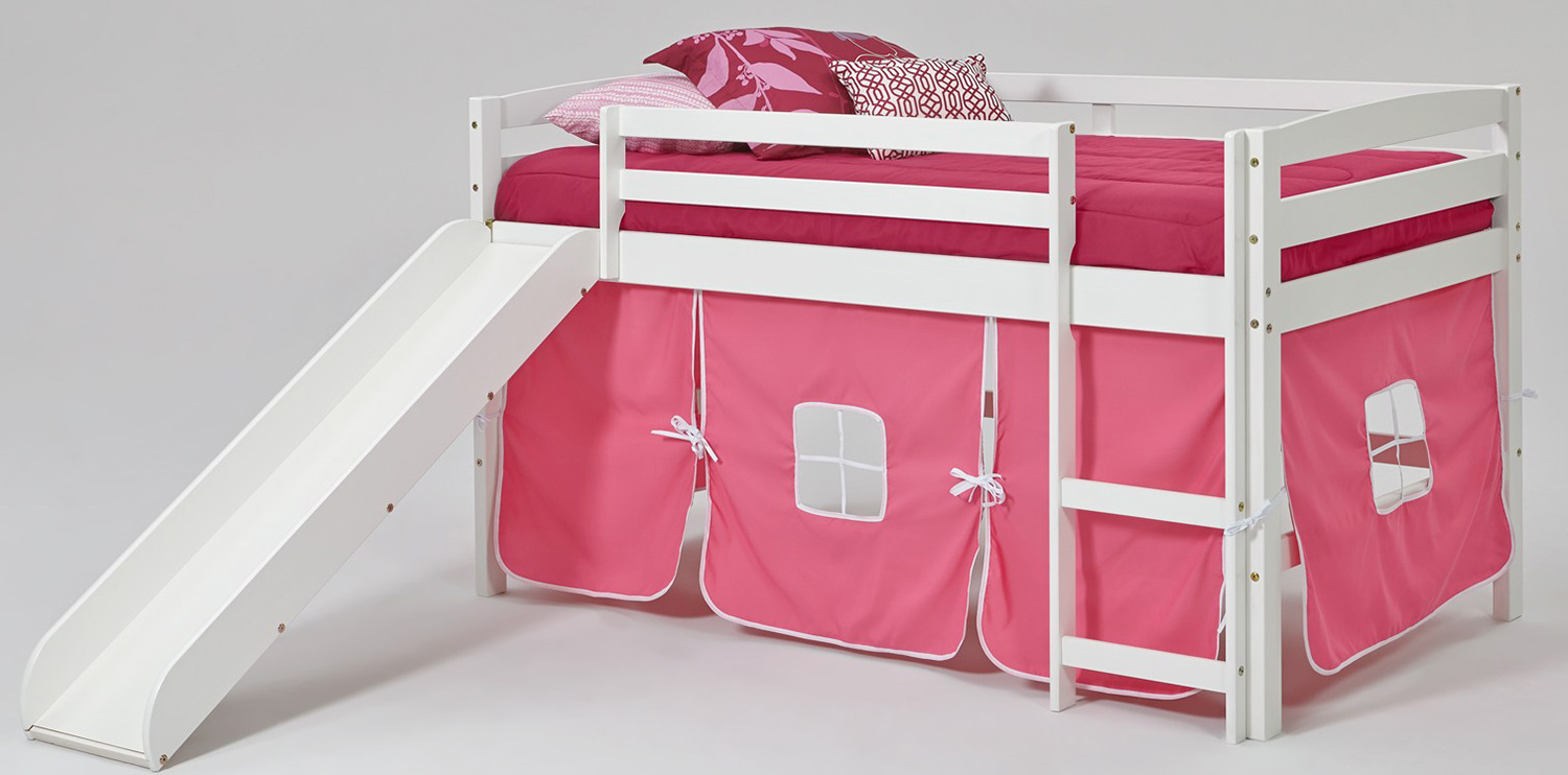 Chelsea Home Pink Tent Loft Bed with Slide - White