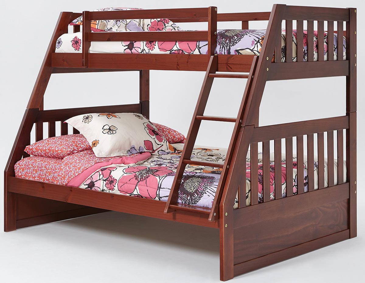 Chelsea Home Twin Over Full Mission Bunk Bed with Ladder - Chocolate