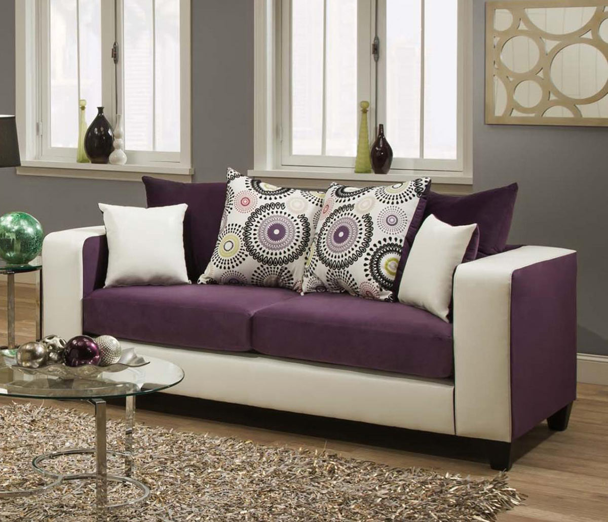 Chelsea Home Emboss Sofa Set - Purple