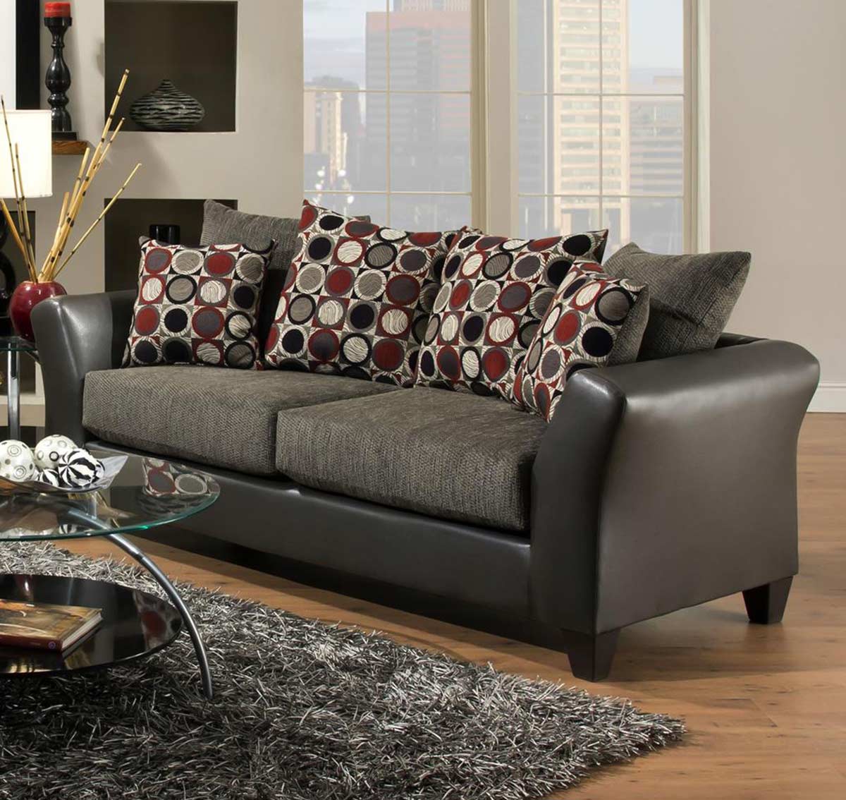 Chelsea Home Patch Sofa Set - Graphite