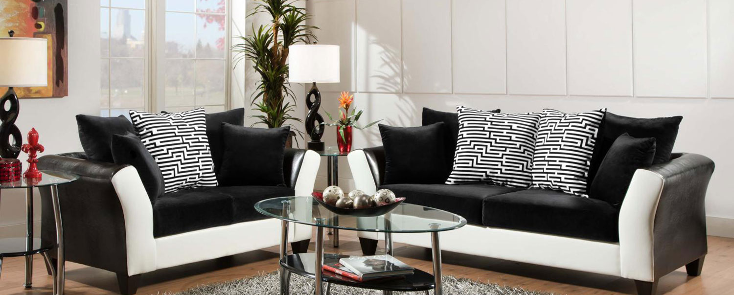 Chelsea Home Tau Sofa Set - Jefferson Black/Avanti White