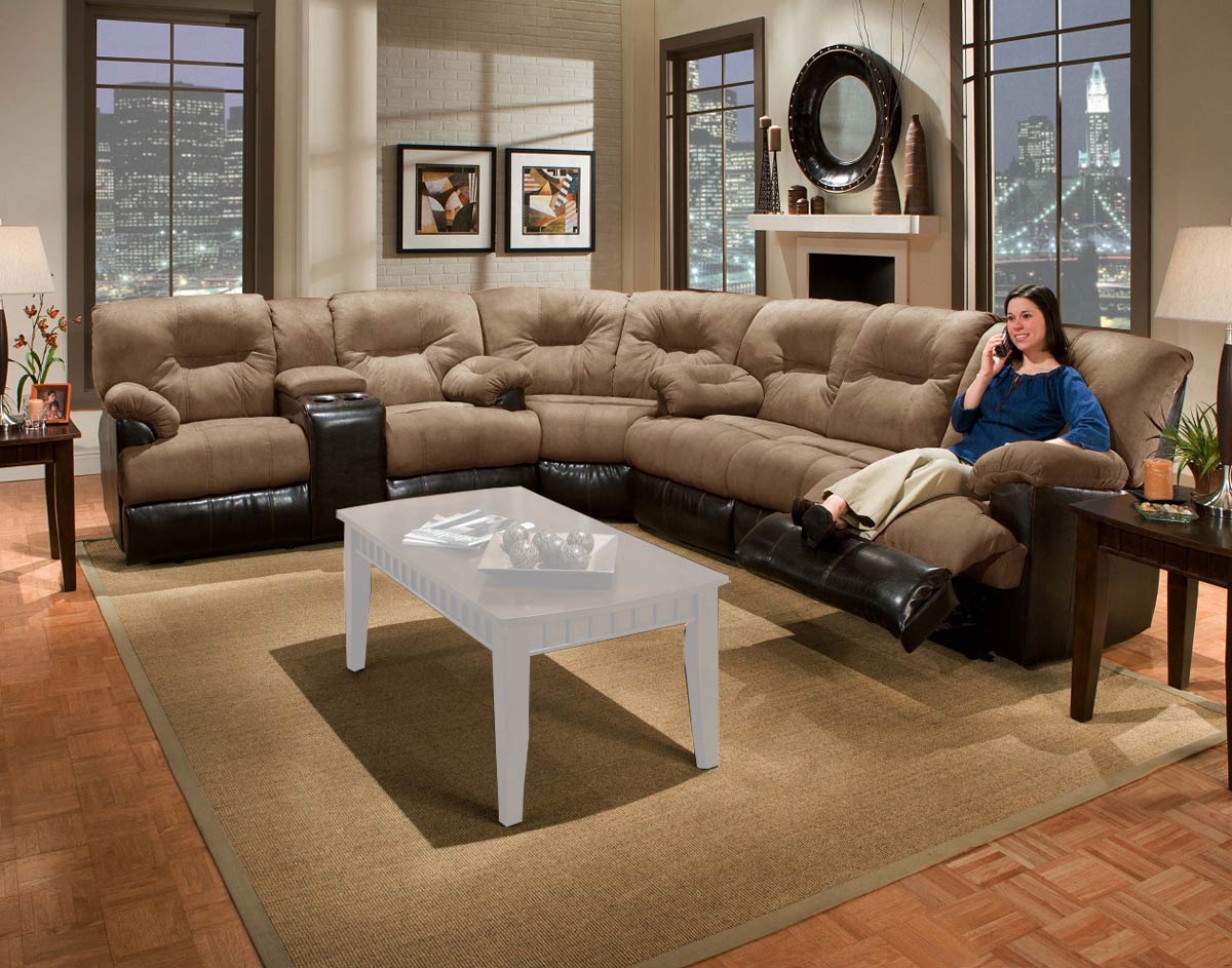 Chelsea Home Wilmington 3 Piece Reclining Sectional Sofa - Brown Bicast/Toronto Espresso