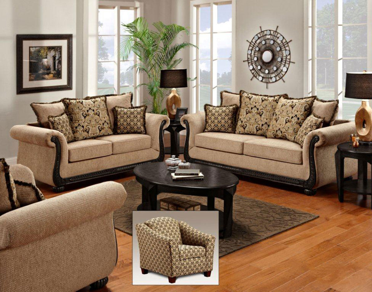 Chelsea Home Lily Sofa Set - Delray Taupe - Chelsea