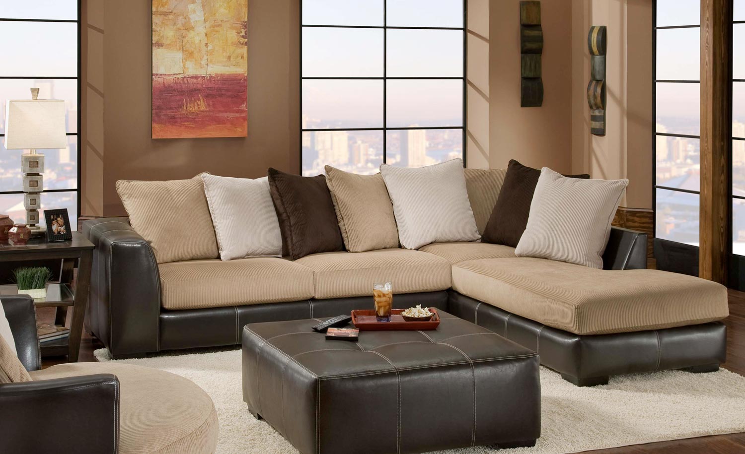 Chelsea Home Amherst Sectional Sofa Set - San Marino Mocha/Martin Coffee