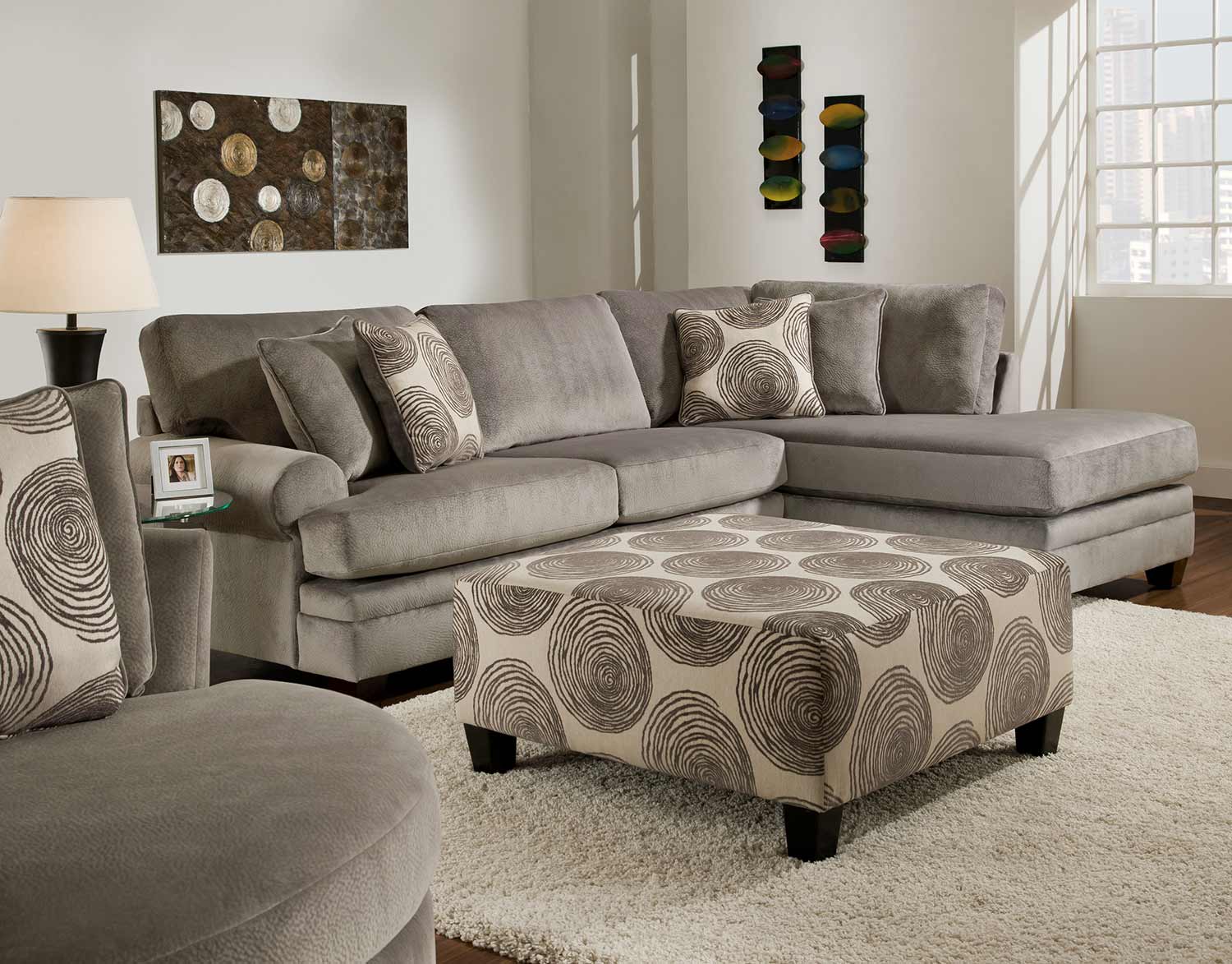 Chelsea Home Rayna Sectional Sofa Set - Groovy Smoke