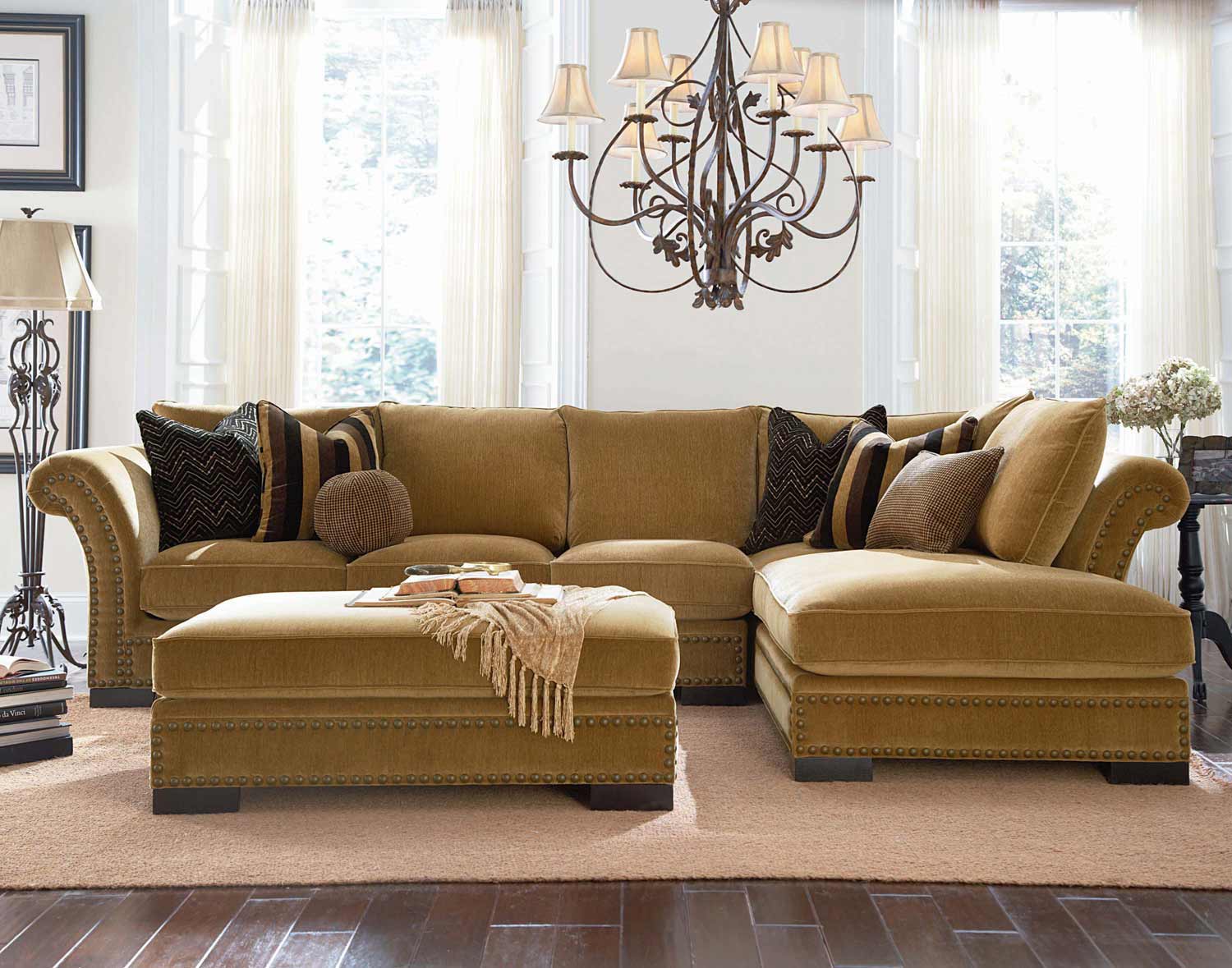 Chelsea Home Wagner Sectional Sofa Set - Venice Burlap
