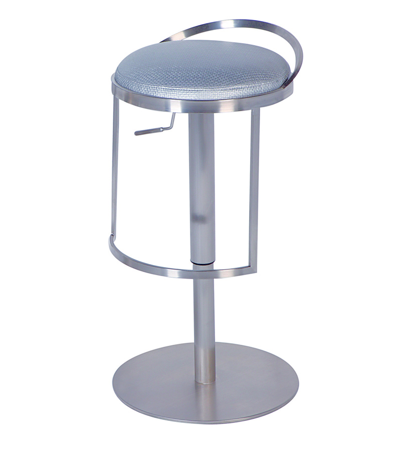 Chintaly Imports 0571 Adjustable Height Swivel Stool - Silver