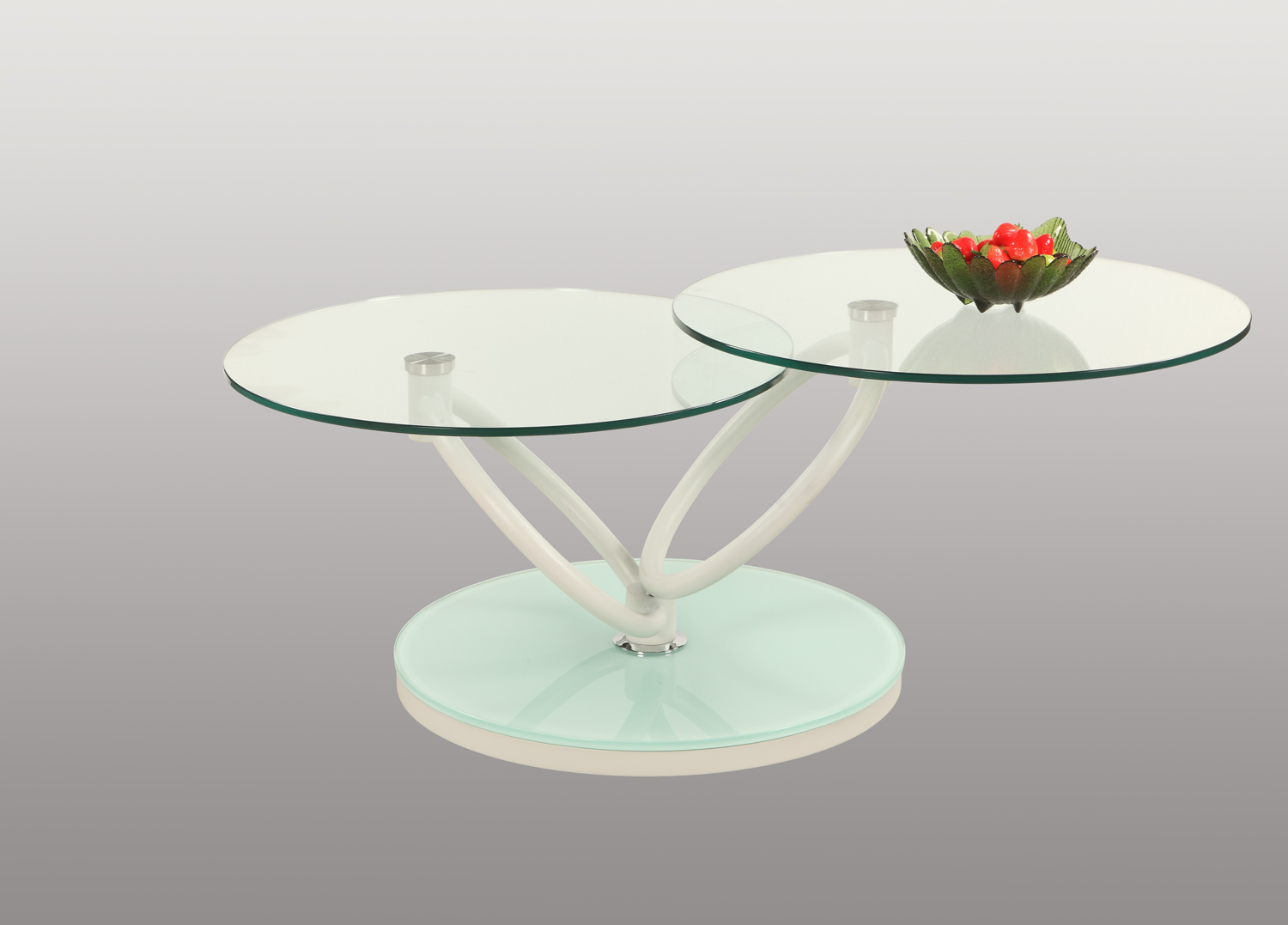 Chintaly Imports 3272 Two Tier Motion Cocktail Table - Clear Glass/Matt White