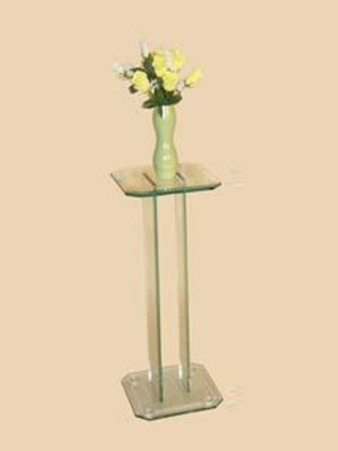 Chintaly Imports 30 Inch Square Glass Pedestal Top Table