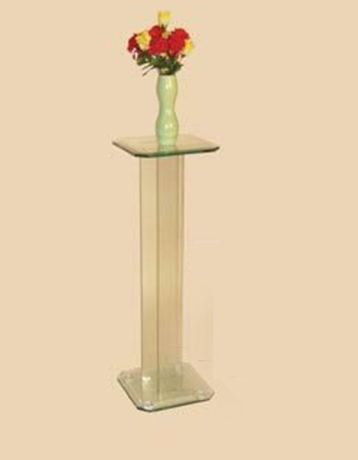 Chintaly Imports 36 Inch Square Glass Pedestal Top Table
