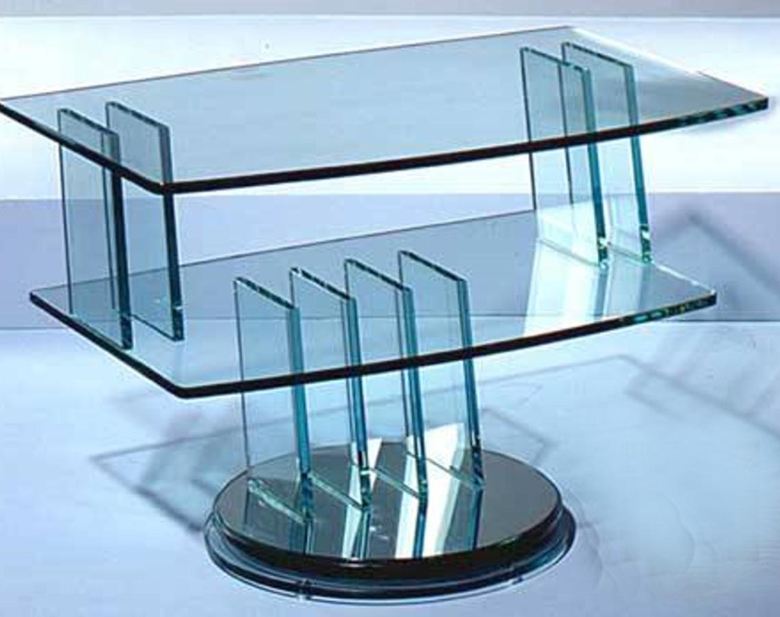 Chintaly Imports Swivel Tempered Glass TV Stand with Mirror Base