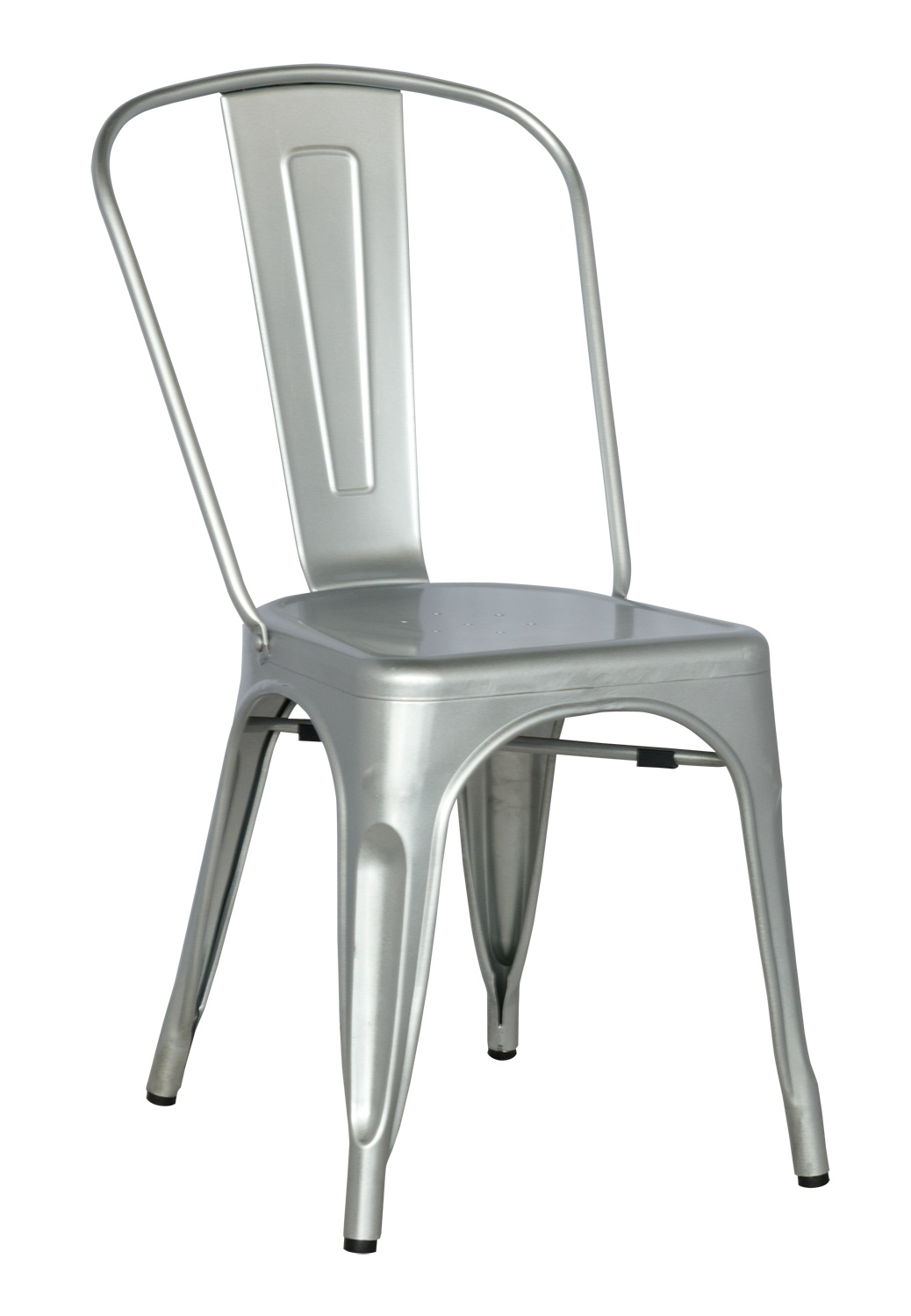 Chintaly Imports 8022 Galvanized Steel Side Chair - Shiny Silver