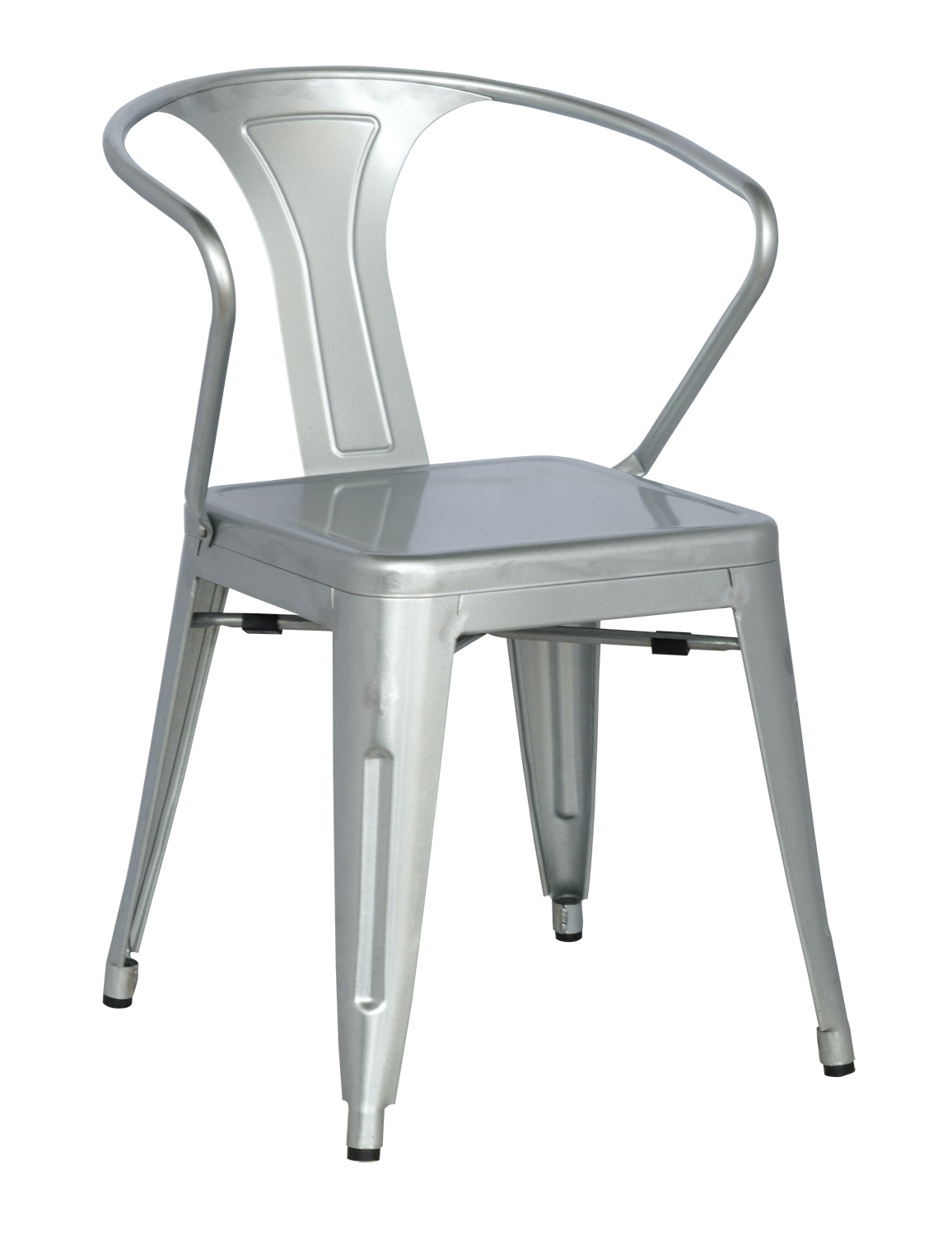 Chintaly Imports 8023 Galvanized Steel Side Chair - Shiny Silver