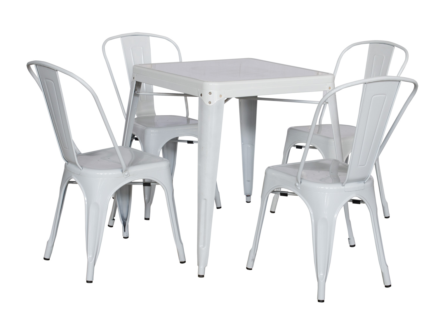 Chintaly Imports 8029 Galvanized Steel Dining Set - White