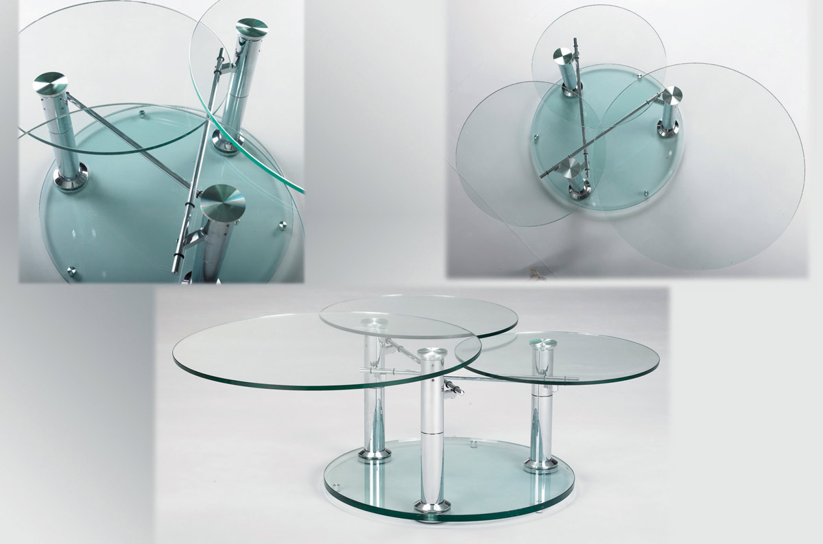 Chintaly Imports 8049 Three Tier Motion Glass Cocktail Table