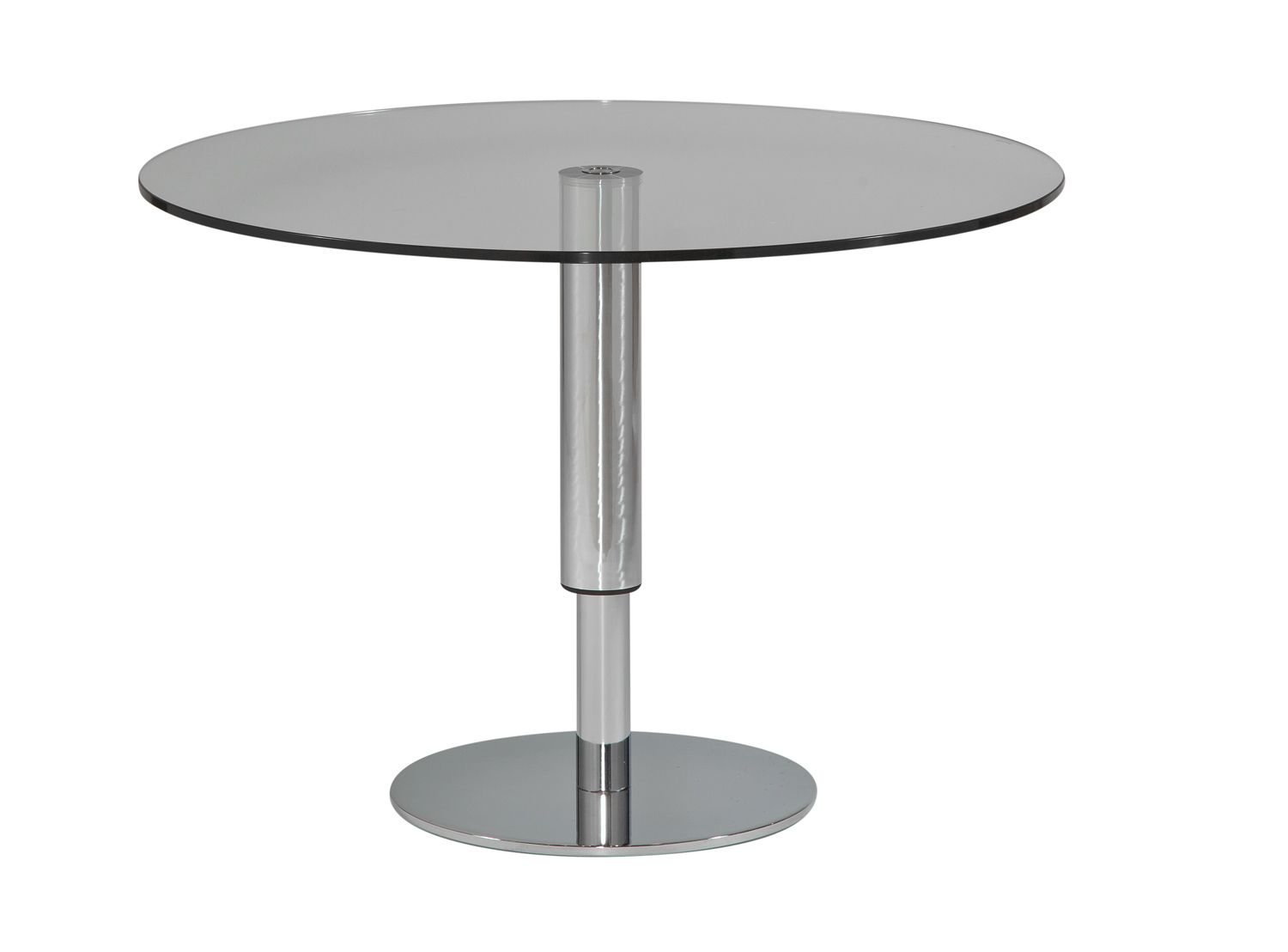Chintaly Imports 8129 Round Hi-Low Dining Table - Glass-Aluminum-Chrome