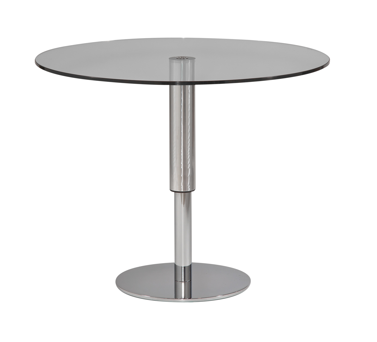 Chintaly Imports 8129 Round Hi-Low Dining Table - Glass-Aluminum-Chrome