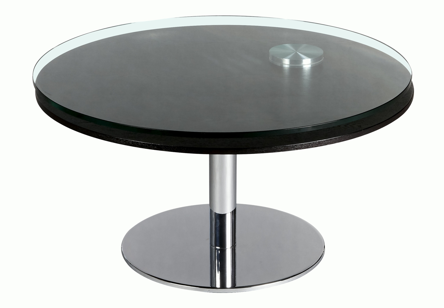 Chintaly Imports 8176 Motion Cocktail Table - Clear Glass/Ash Veneer/Chrome