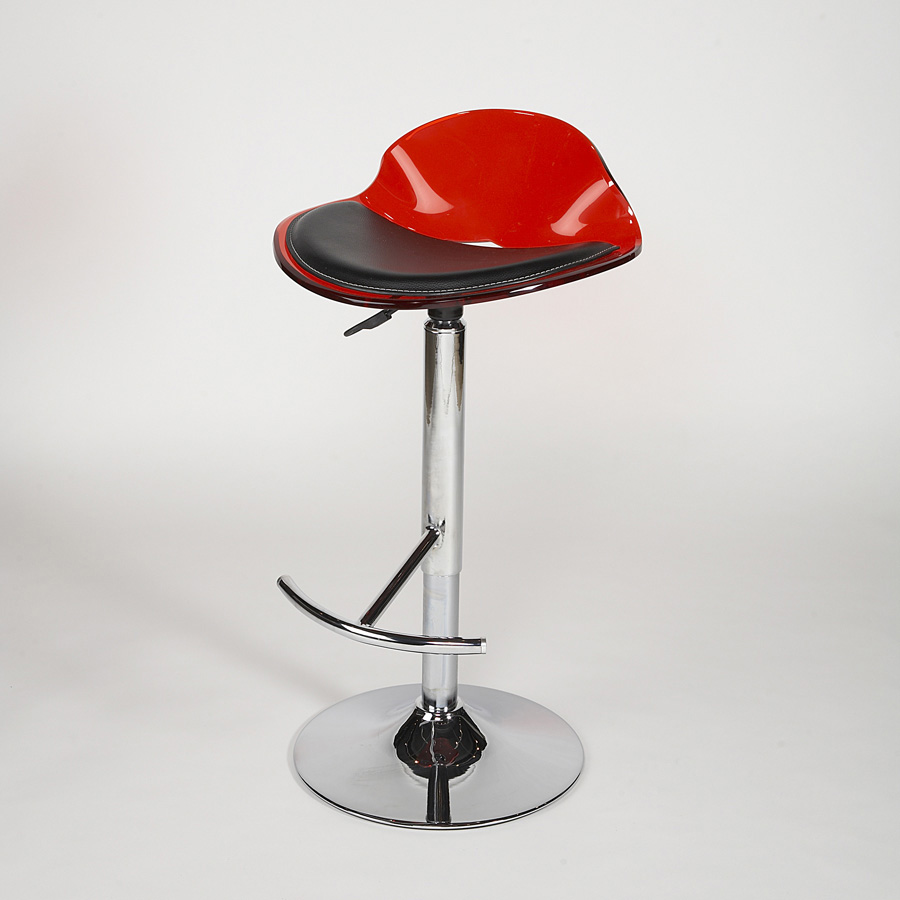 Chintaly Imports Acrylic Adjustable Height Swivel Stool - Red