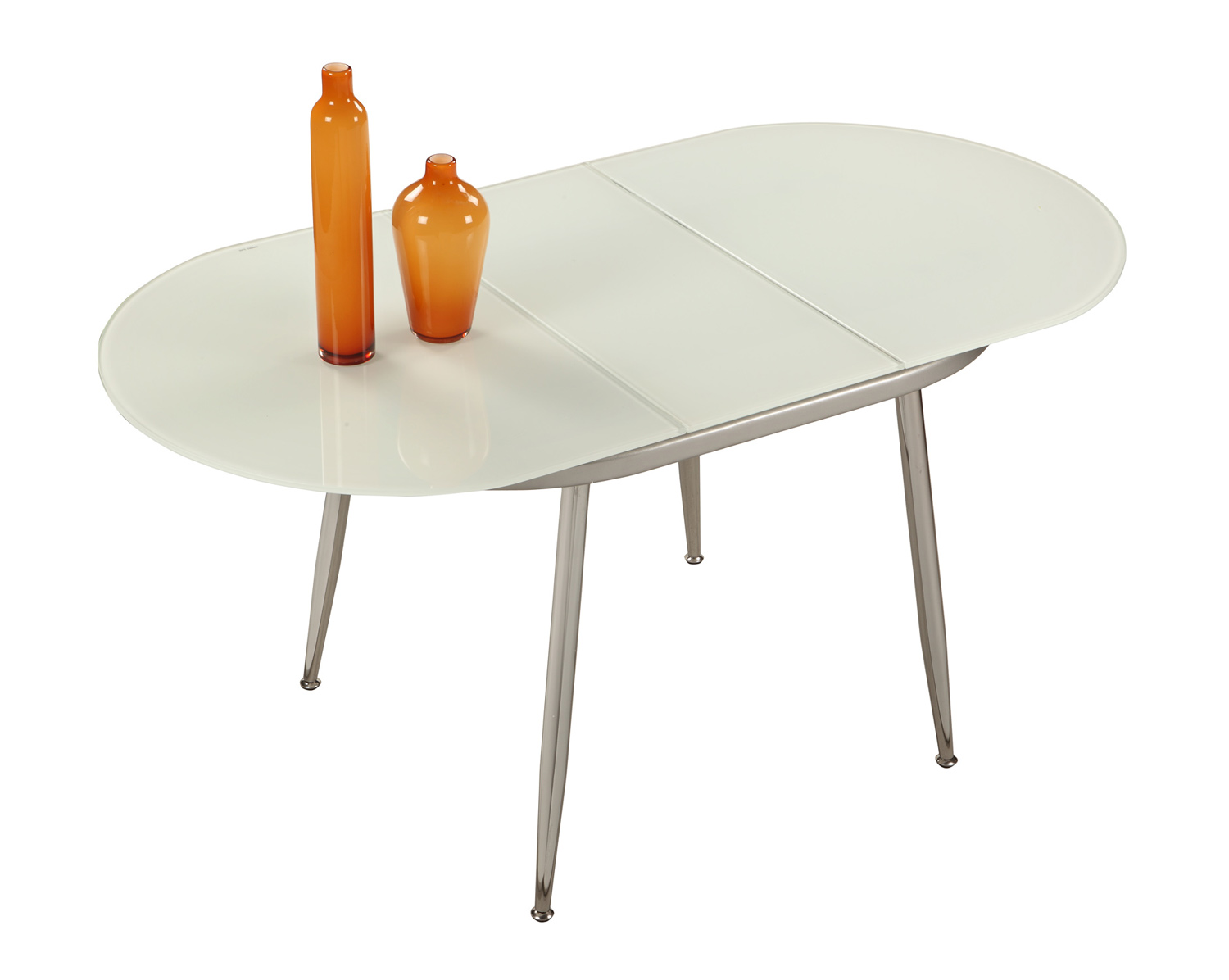 Chintaly Imports Donna Contemporary Extendable Dining Table - Chrome and White Painted Glass