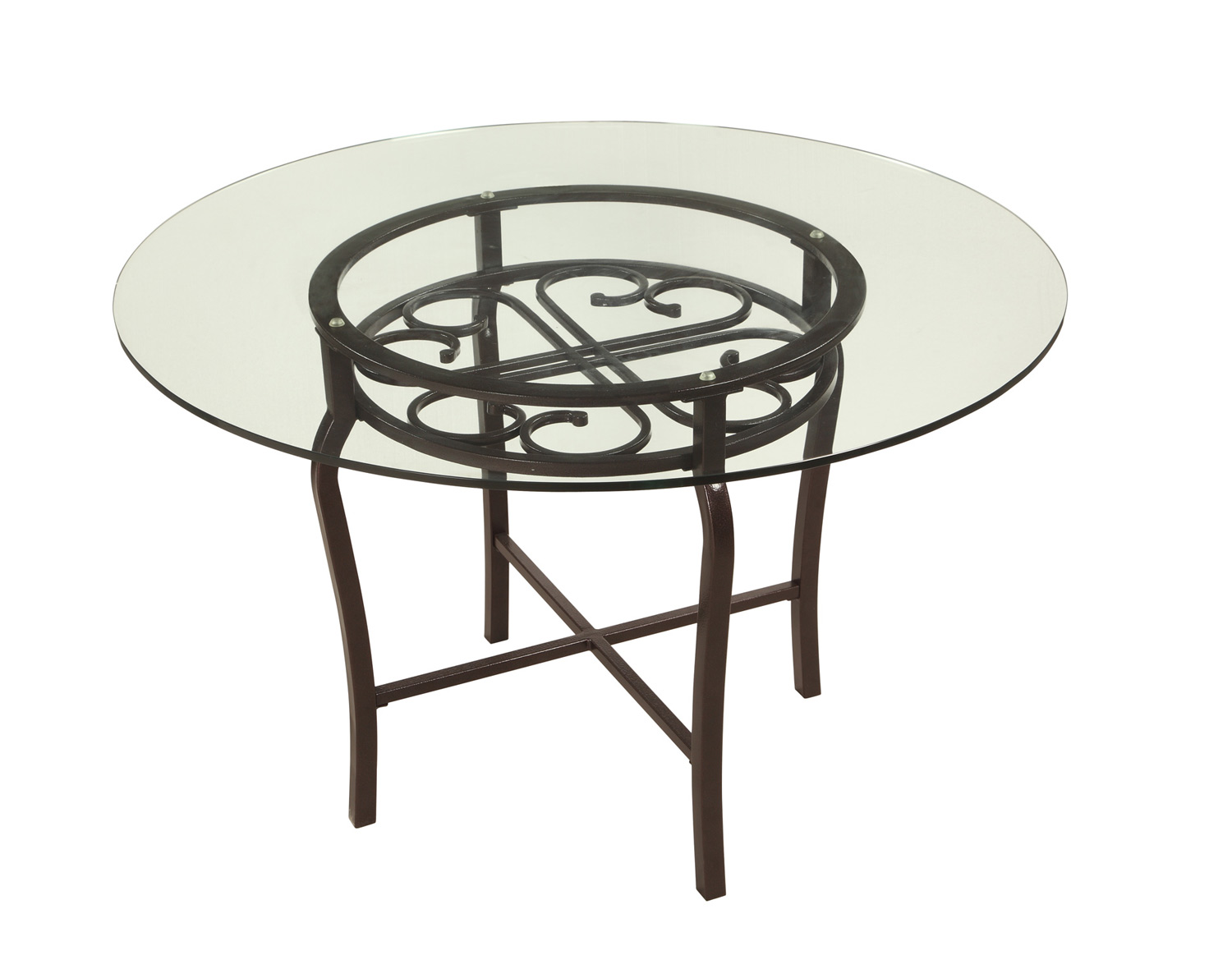 Chintaly Imports Lily Traditional Dining Table - Clear Glass/Hammered Brown