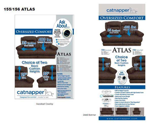 CatNapper Atlas Extra Tall Power Reclining Console Loveseat with Storage and Cupholders - Sable