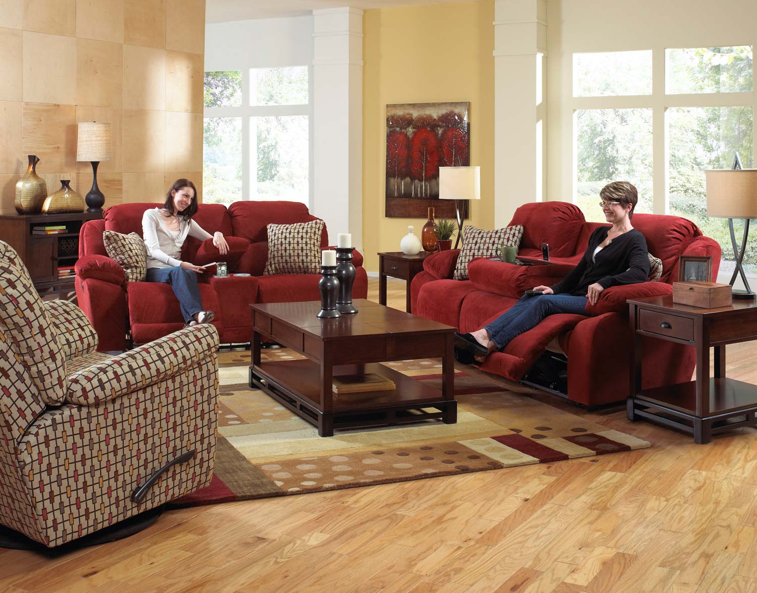 CatNapper Bryson Reclining Sofa Set - Cayenne