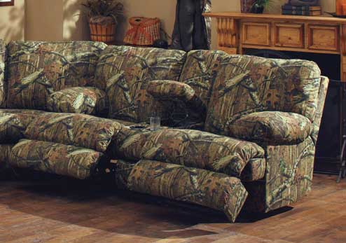 CatNapper Wintergreen Reclining Console Loveseat with Storage and Cupholders - Mossy Oak Infinity
