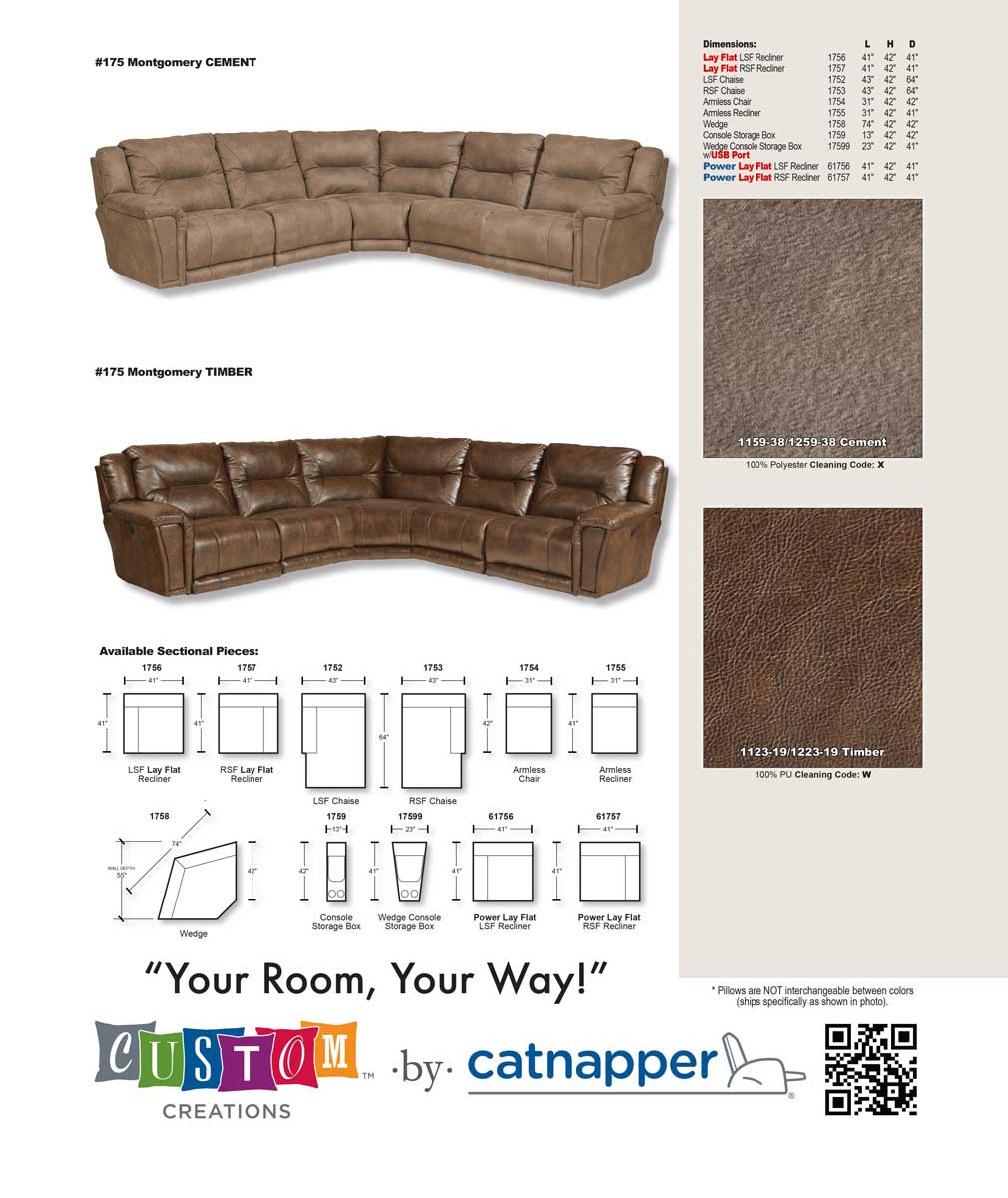 CatNapper Montgomery Sectional Sofa Set 3 - Timber
