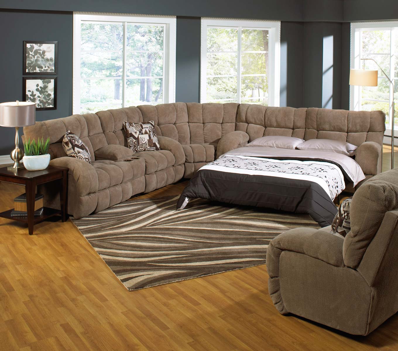 CatNapper Siesta Lay Flat Reclining Sectional Sofa Set B - Porcini