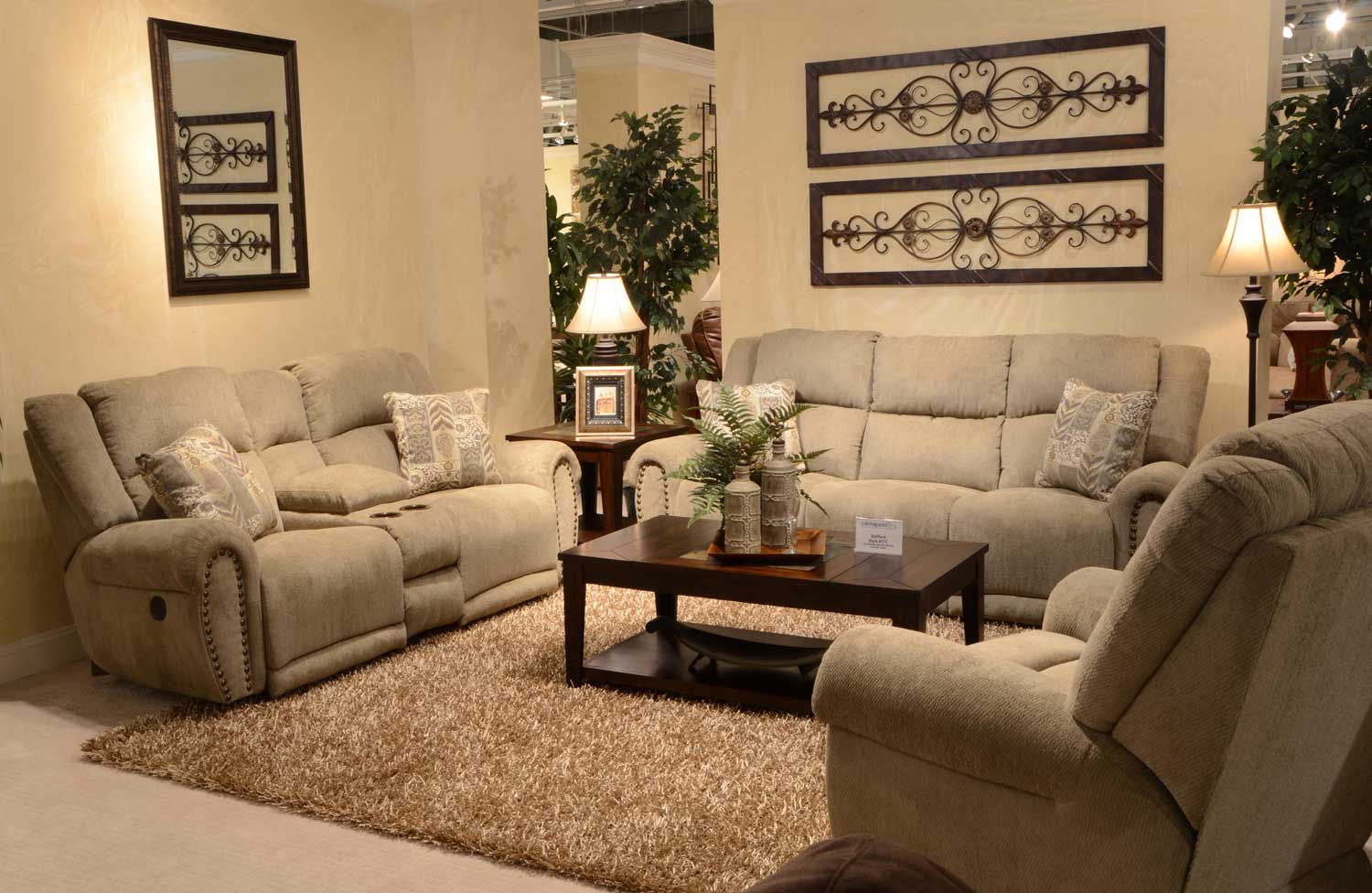 CatNapper Stafford Lay Flat Reclining Sofa Set - Platinum