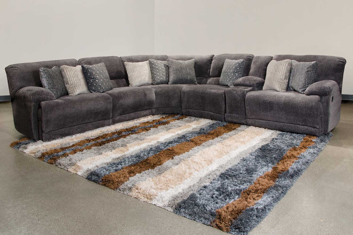 CatNapper Burbank Sectional Sofa - Smoke