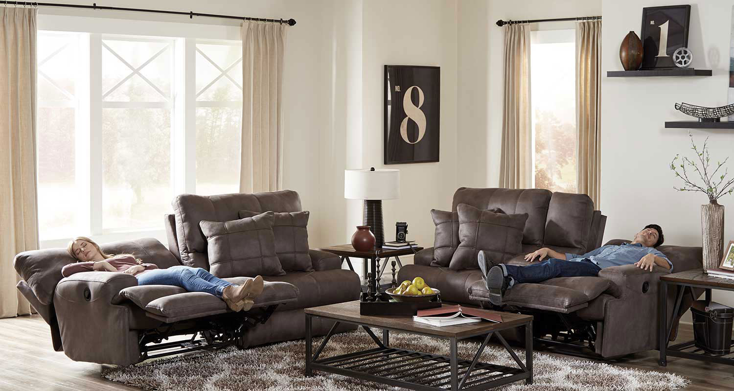 CatNapper Monaco Reclining Sofa Set - Charcoal