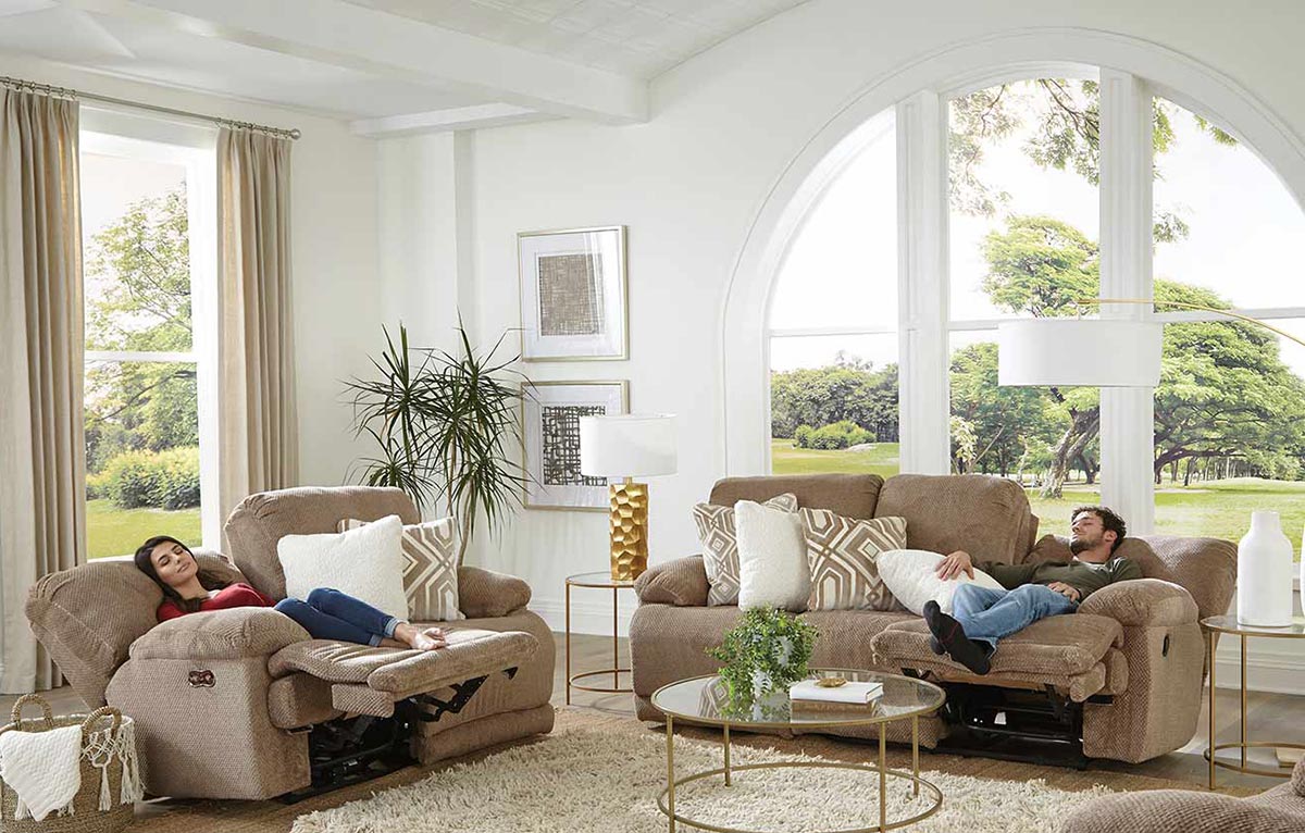 CatNapper Montego Reclining Sofa Set - Linen