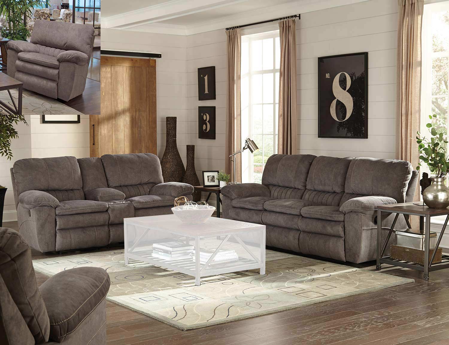 CatNapper Reyes Reclining Sofa Set - Graphite