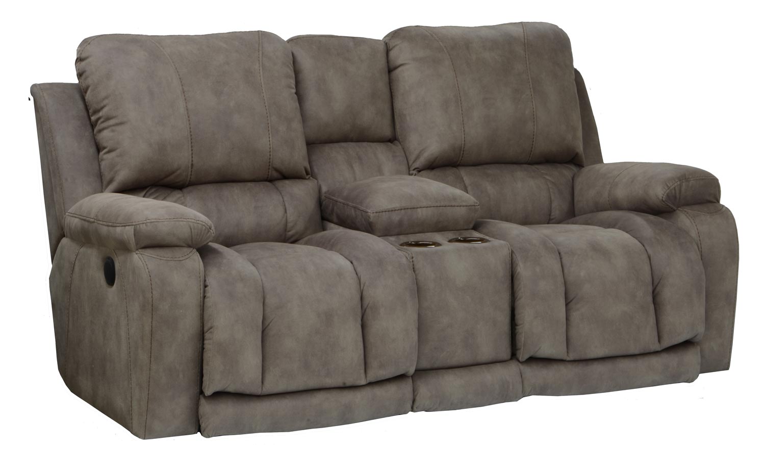CatNapper Cosmopolitan Power Lay Flat Reclining Console Loveseat with Storage and Cupholders and X-tra Comfort Footrest - Pecan