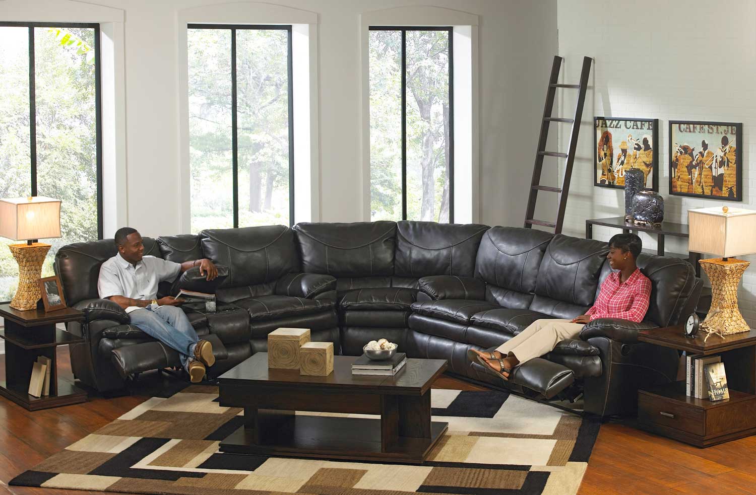 CatNapper Perez Power Reclining Sectional Sofa Set - Steel