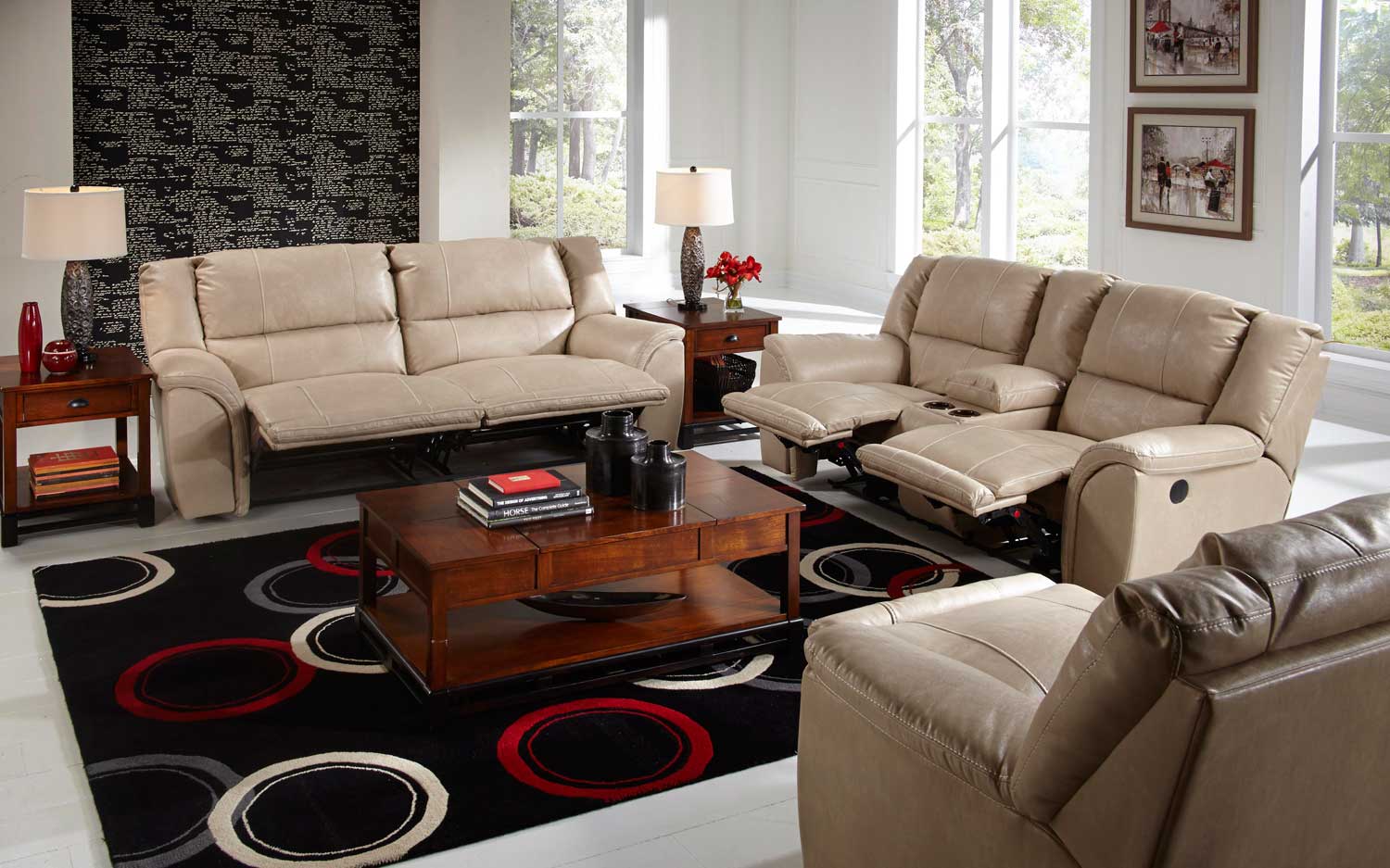 CatNapper Carmine Power Lay Flat Reclining Sofa Set - Pebble
