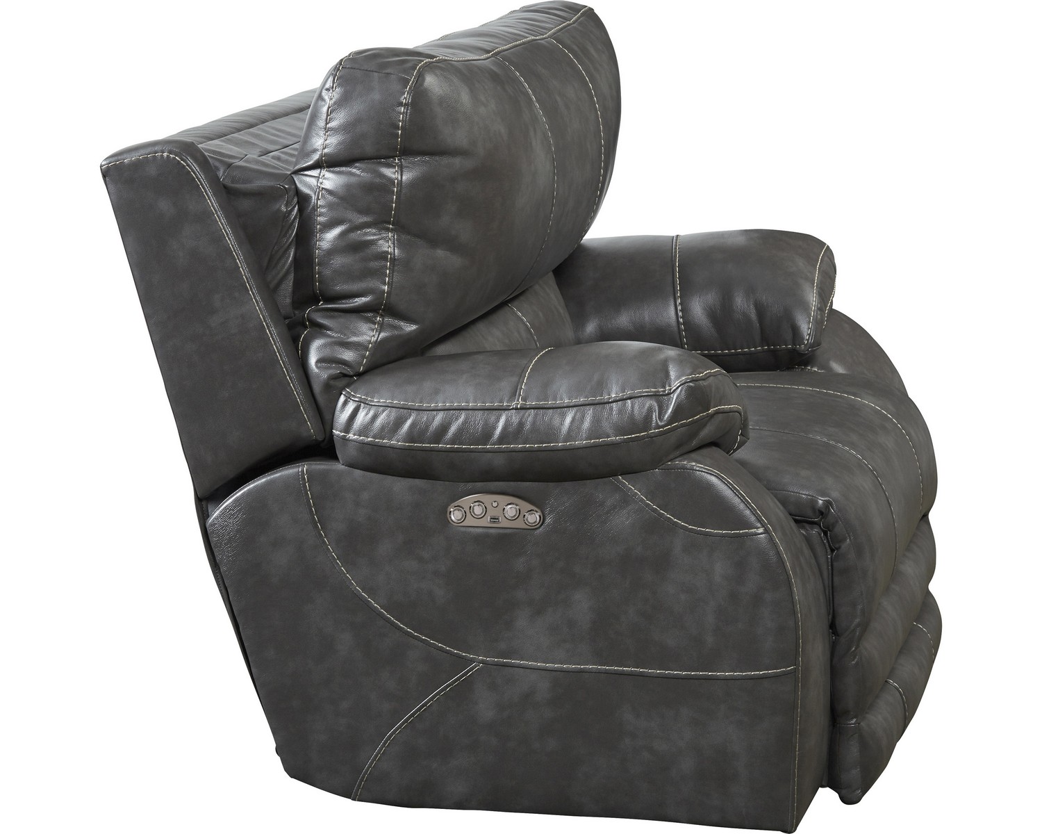 CatNapper Sheridan Power Headrest Power Lay Flat Recliner - Steel