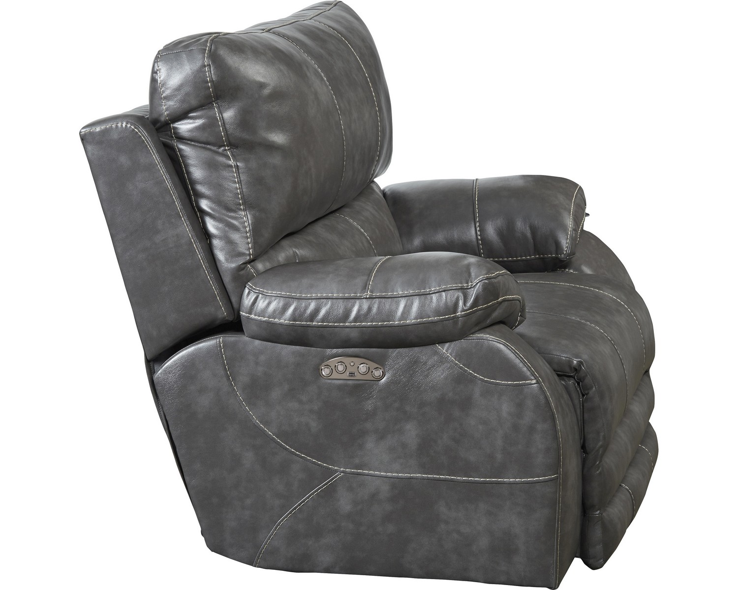 CatNapper Sheridan Power Headrest Power Lay Flat Recliner - Steel