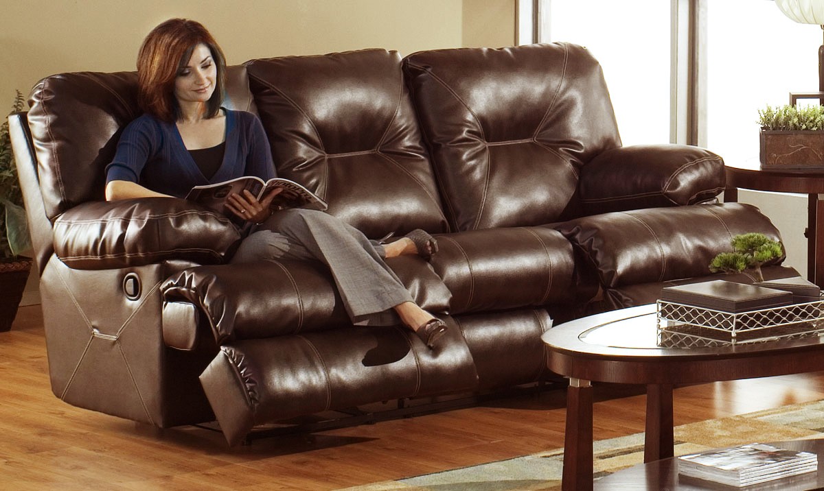 CatNapper Cortez Bonded Leather Dual Reclining Sofa - Brown