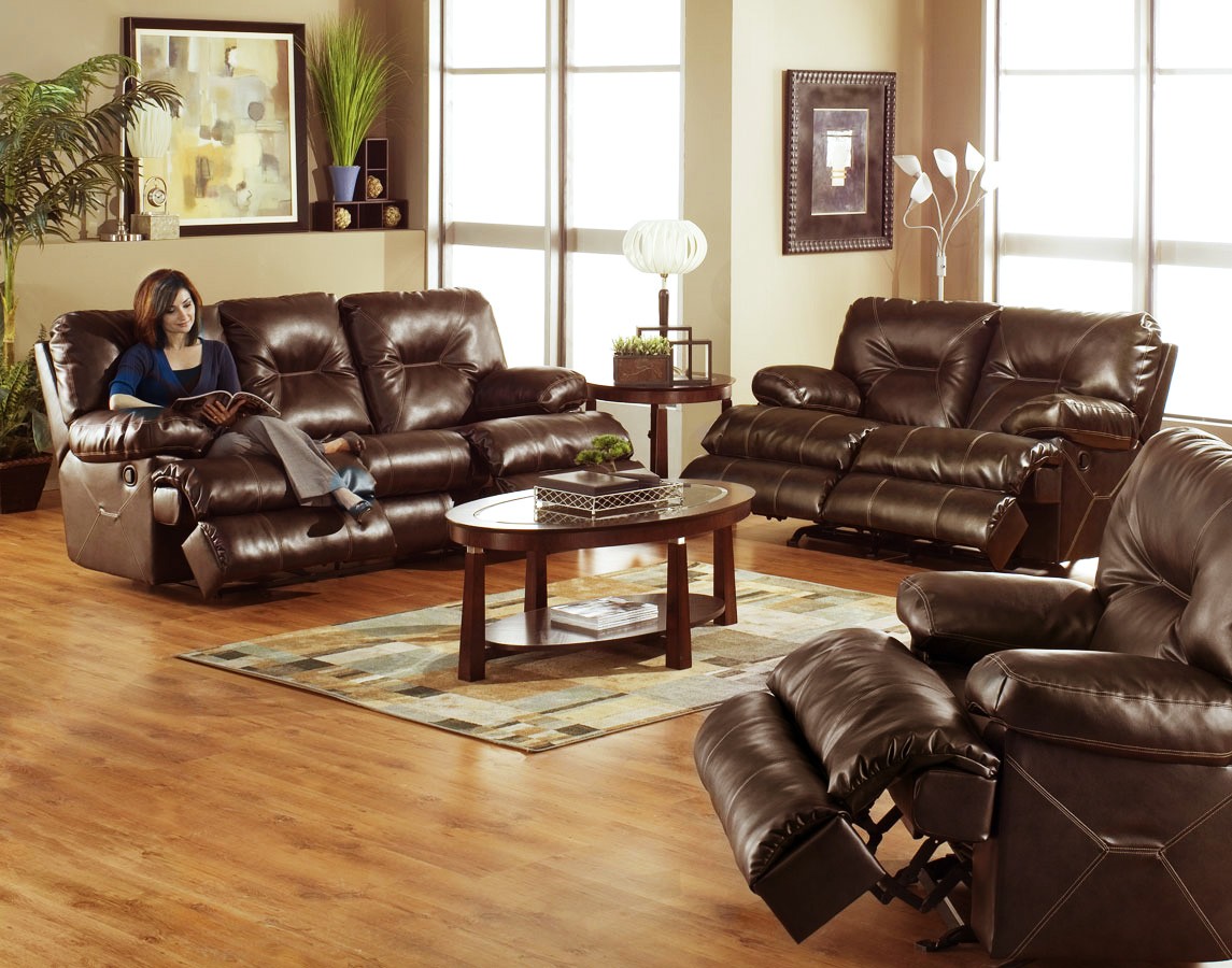 CatNapper Cortez Bonded Leather Sofa Set - Brown CN-Cortez-Set at ...