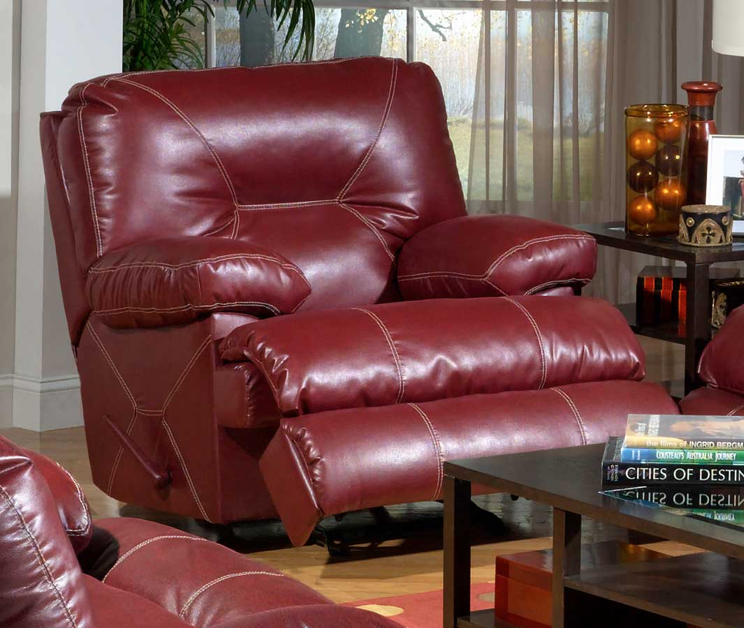 CatNapper Cortez Bonded Leather Power Chaise Glider Recliner - Red