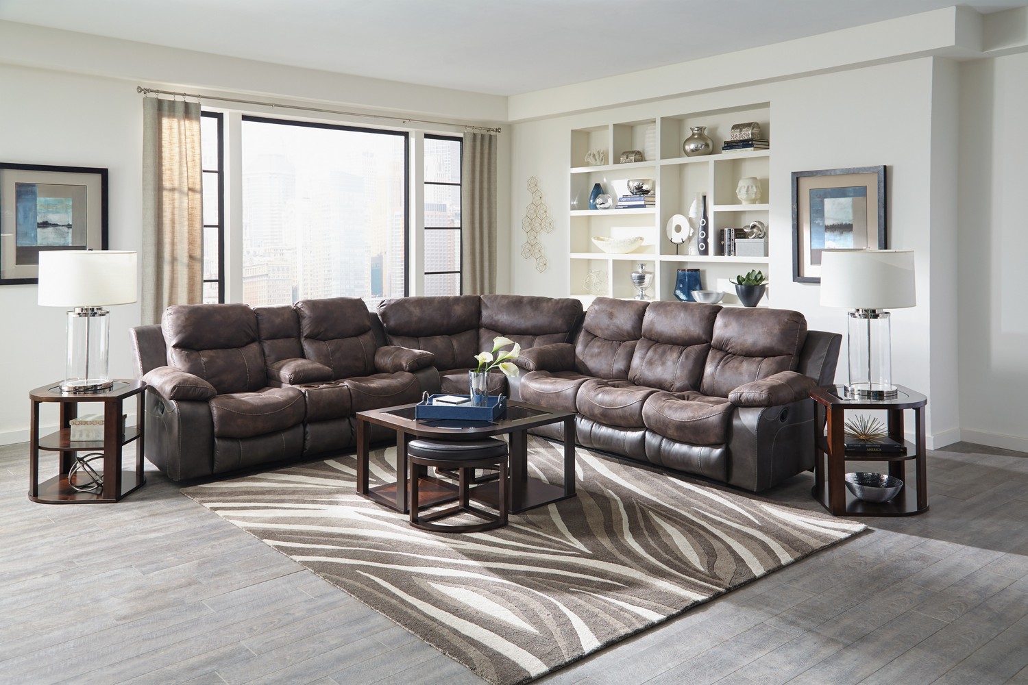 CatNapper Henderson Reclining Sectional Sofa Set - Dusk