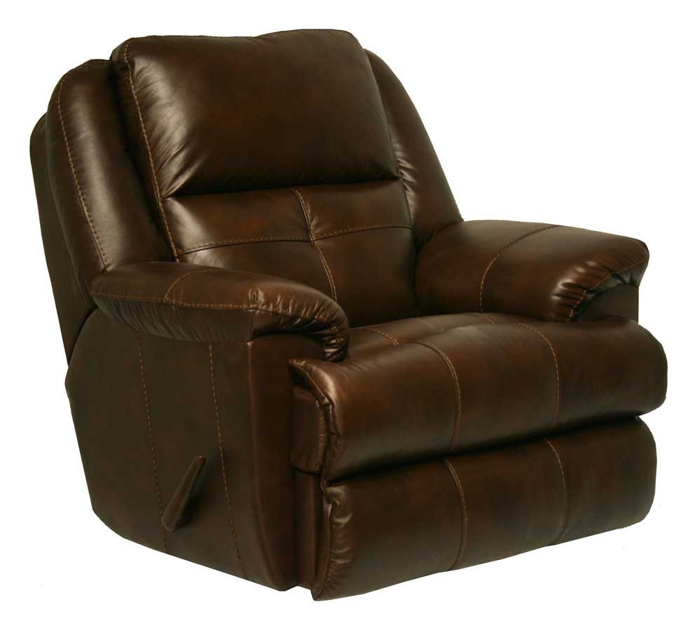 CatNapper Crosby Top Grain Leather Chaise Swivel Glider Recliner - Tobacco