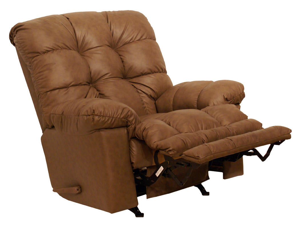 CatNapper Cloud Ten Leather Chaise Rocker Recliner - Mushroom