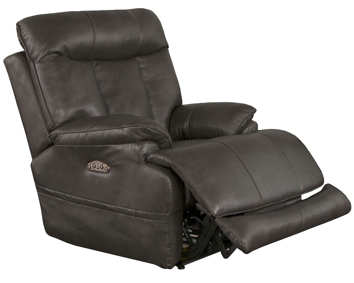 CatNapper Naples Leather Power Recliner Chair - Steel