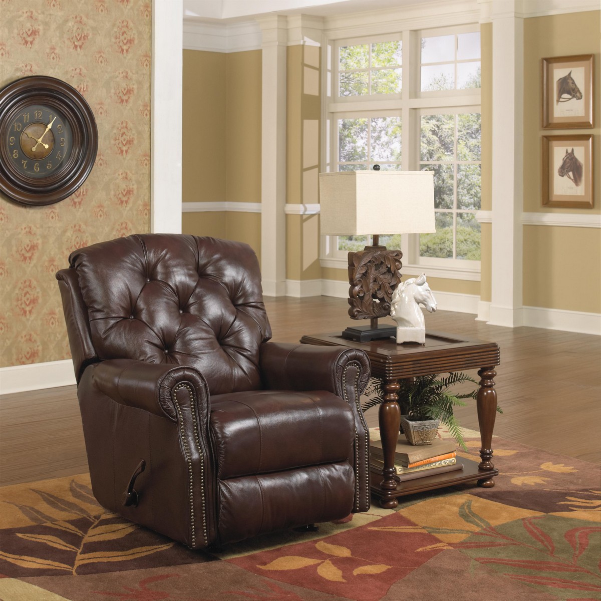 CatNapper Davidson Power Top Grain Leather Match Rocker Recliner - Bordeaux