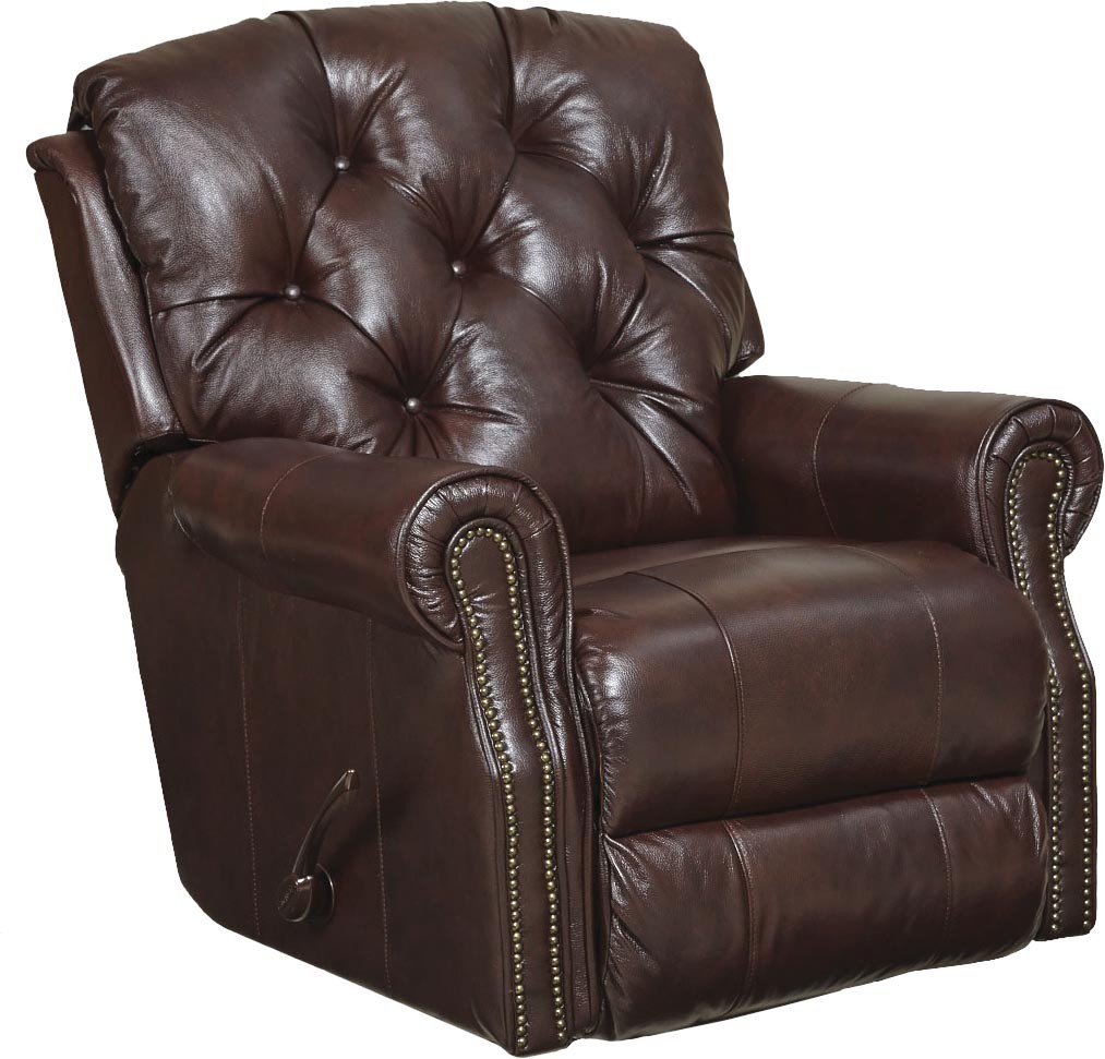 CatNapper Davidson Power Top Grain Leather Match Rocker Recliner - Bordeaux