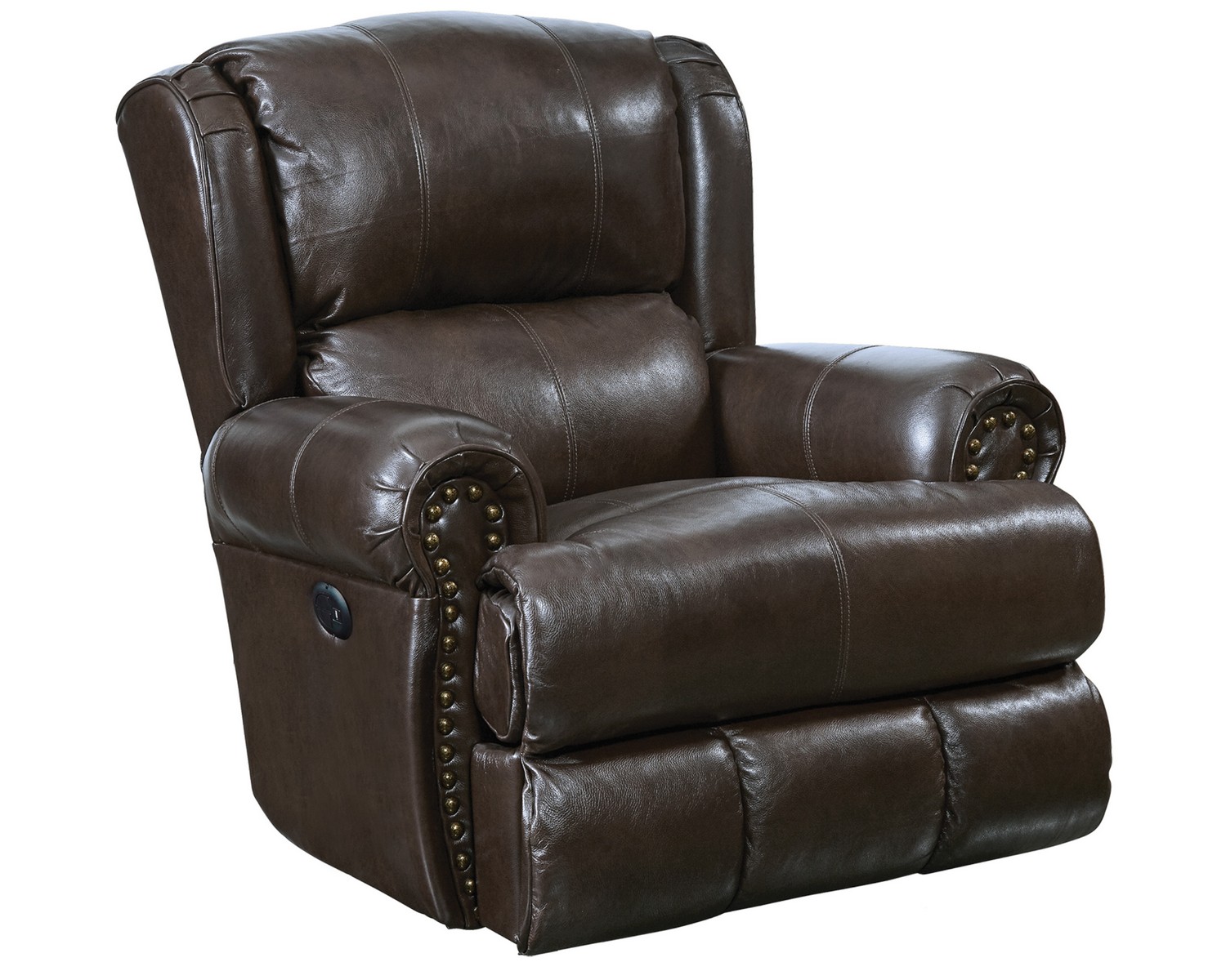 CatNapper Duncan Top Grain Leather Touch Deluxe Glider Recliner - Chocolate